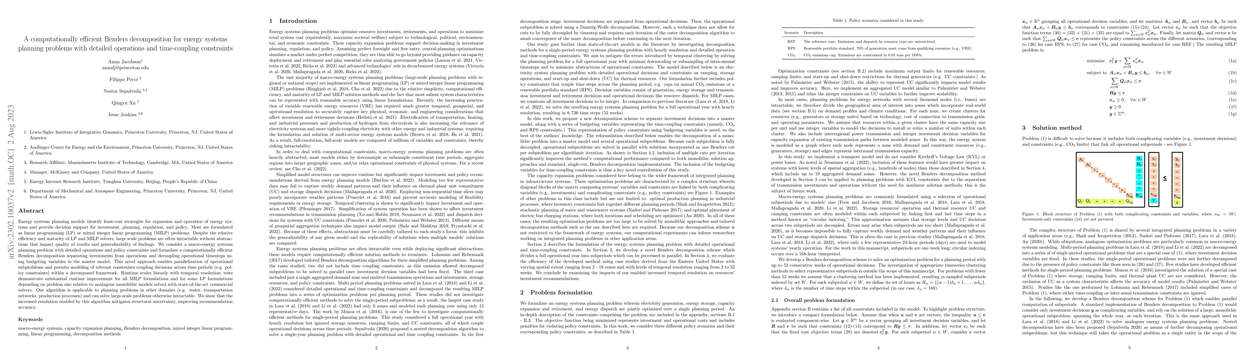 Thumbnail for A computationally efficient Benders decomposition for energy systems
  planning problems with detailed operations and time-coupling constraints