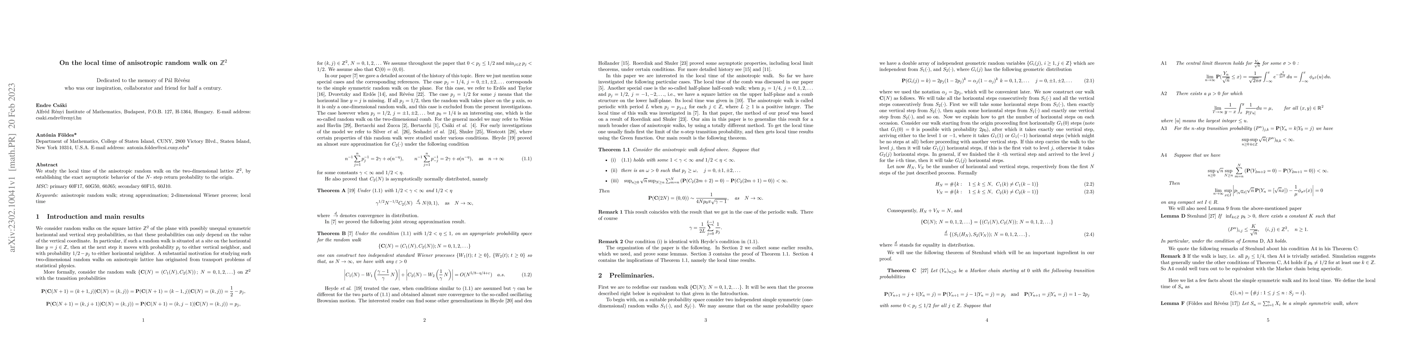 Thumbnail for On the local time of anisotropic random walk on Z^2