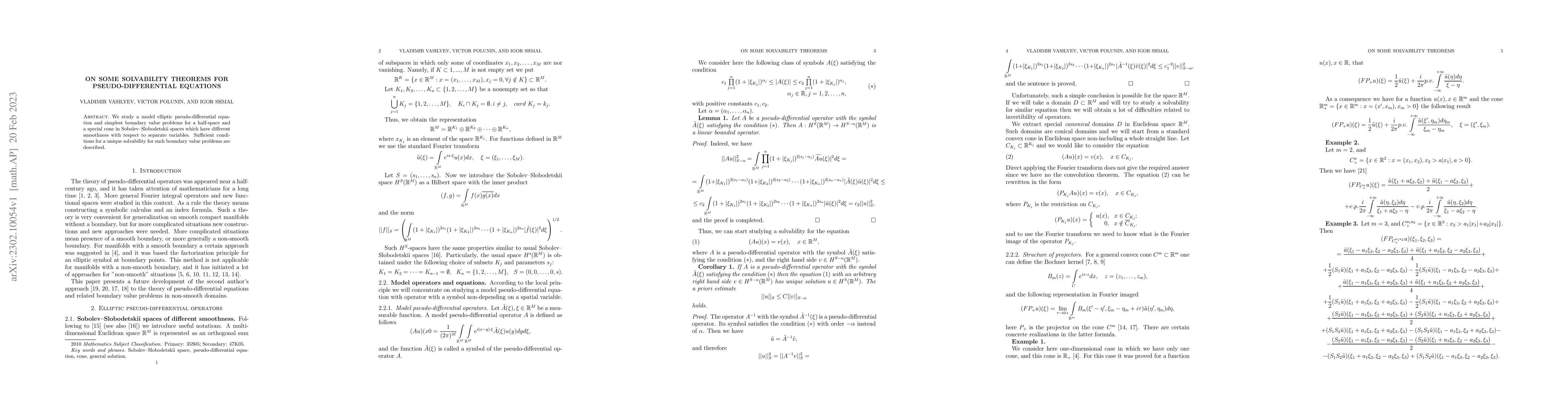 Thumbnail for On some solvability theorems for pseudo-differential equations