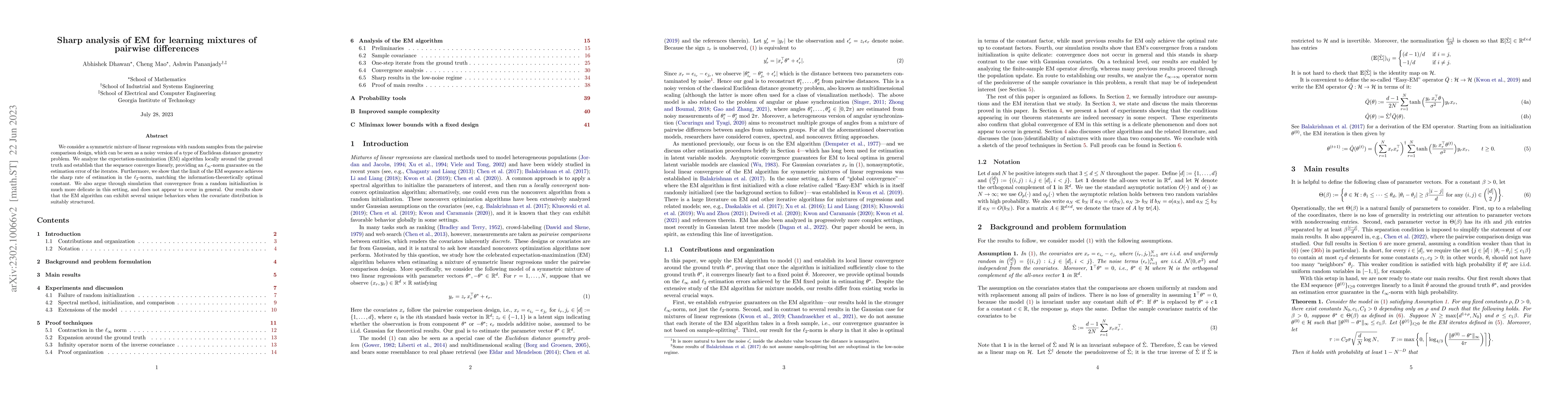 Thumbnail for Sharp analysis of EM for learning mixtures of pairwise differences