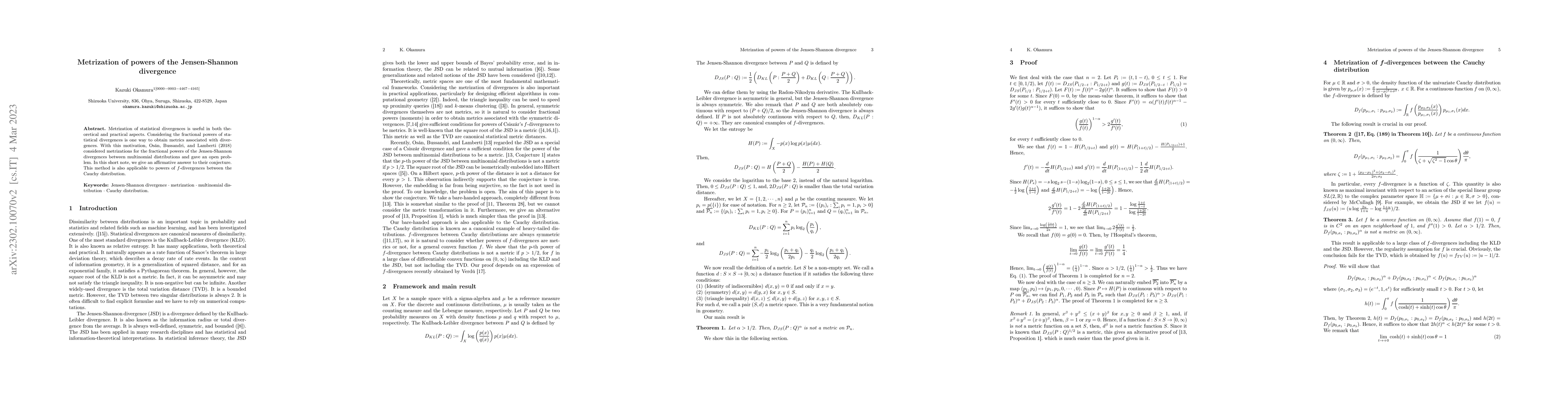 Thumbnail for Metrization of powers of the Jensen-Shannon divergence