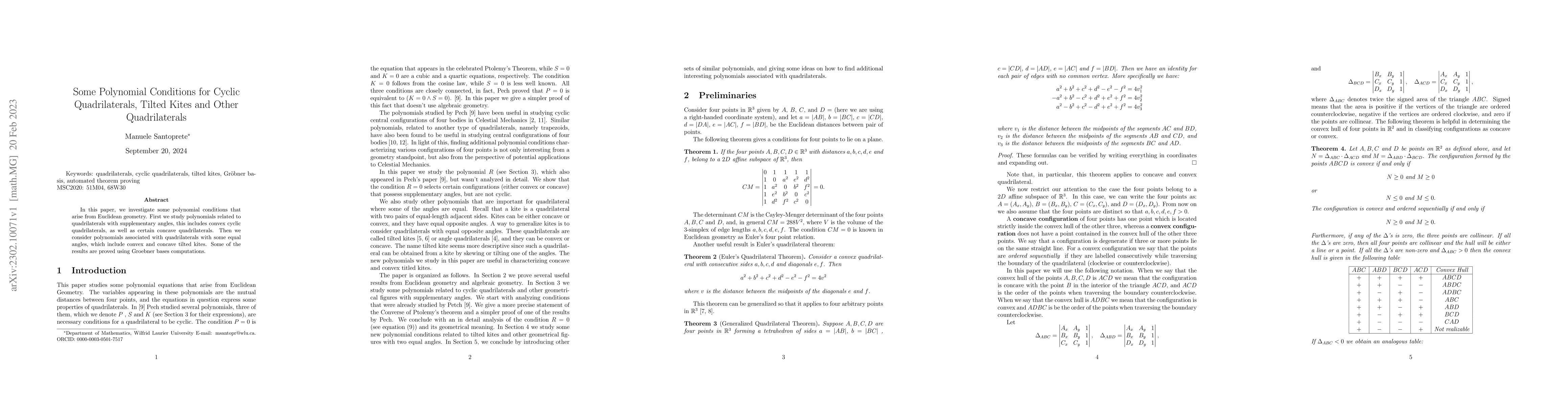 Thumbnail for Some Polynomial Conditions of Cyclic Quadrilaterals, Tilted Kites and
  Other Quadrilaterals