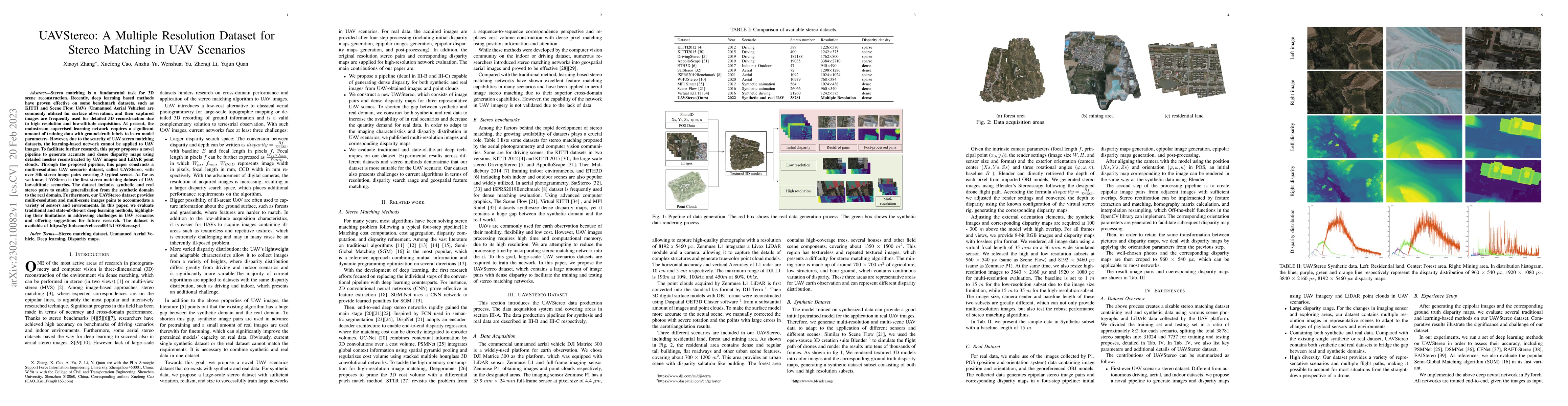 Thumbnail for UAVStereo: A Multiple Resolution Dataset for Stereo Matching in UAV
  Scenarios
