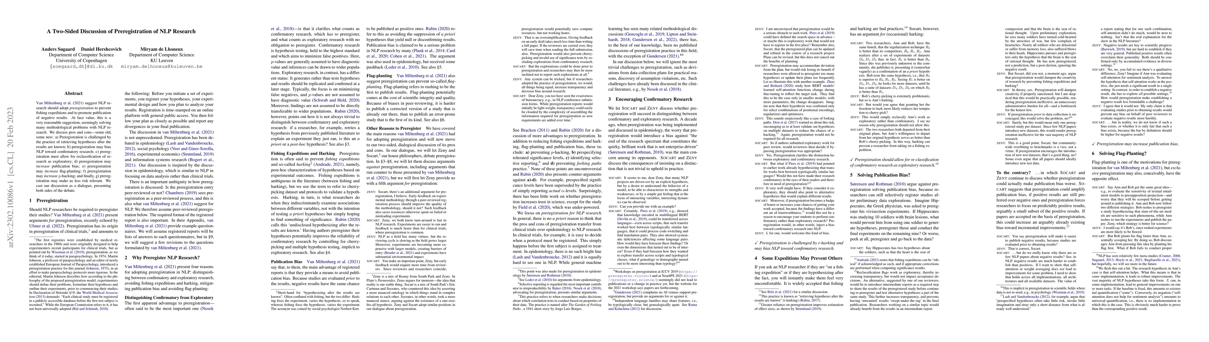 Thumbnail for A Two-Sided Discussion of Preregistration of NLP Research