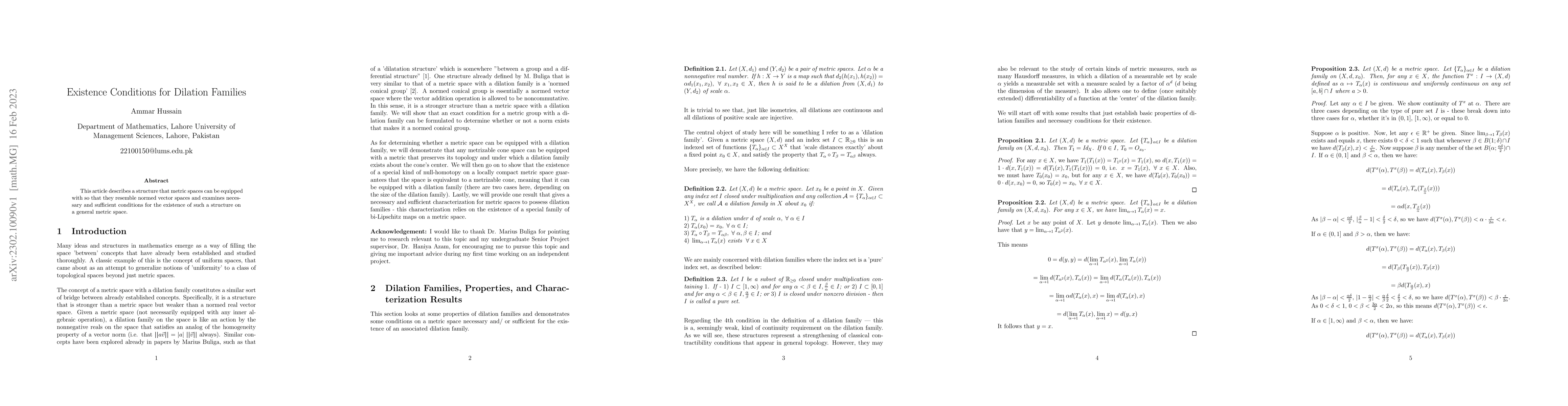 Thumbnail for Existence Conditions for Dilation Families