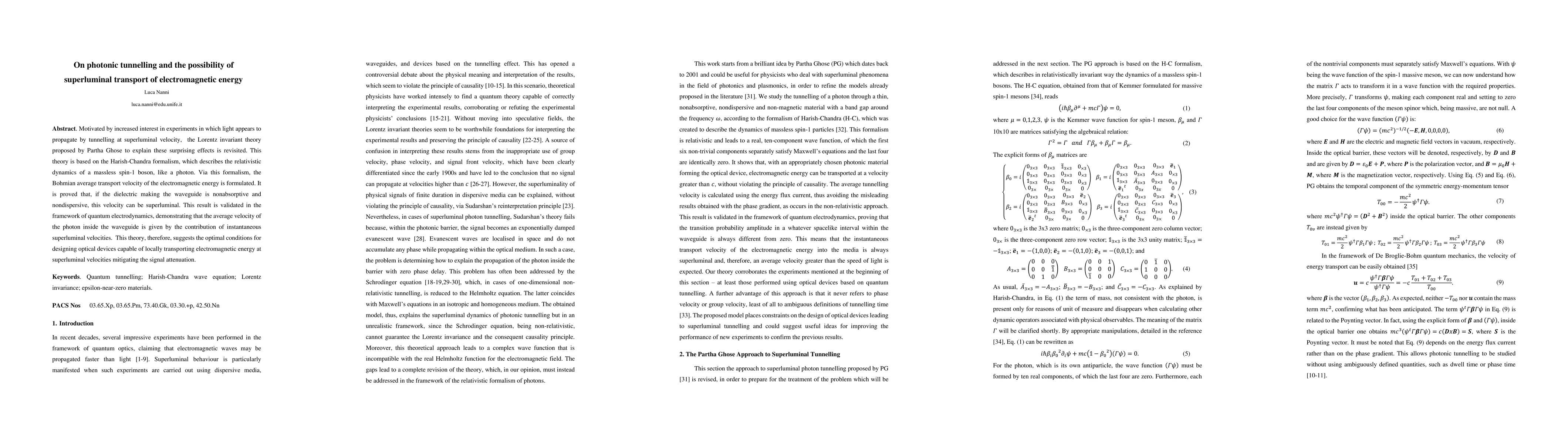 Thumbnail for On photonic tunnelling and the possibility of superluminal transport of
  electromagnetic energy