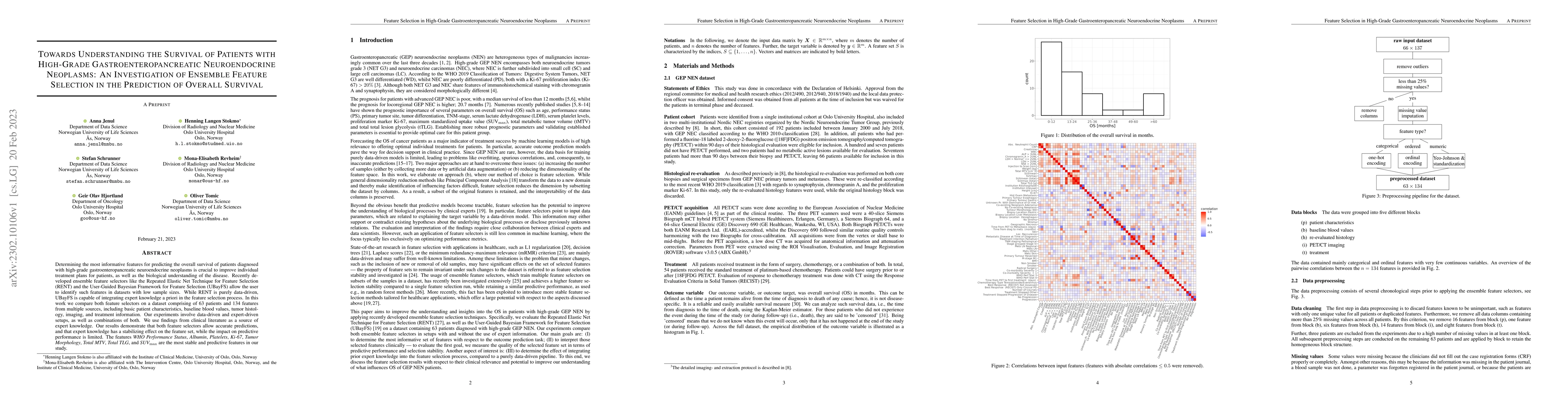 Thumbnail for Towards Understanding the Survival of Patients with High-Grade
  Gastroenteropancreatic Neuroendocrine Neoplasms: An Investigation of Ensemble
  Feature Selection in the Prediction of Overall Survival
