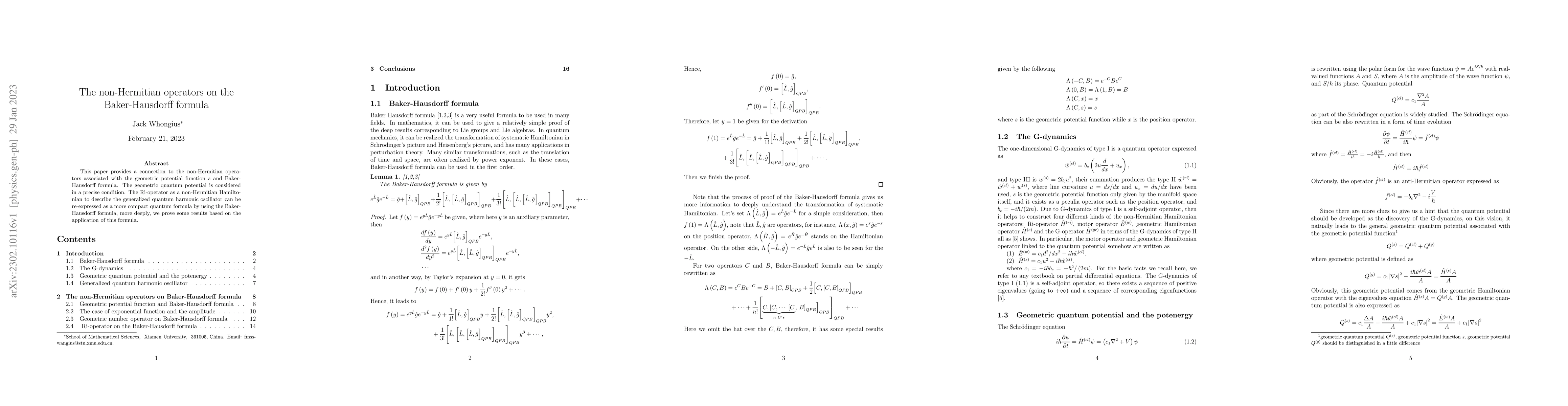 Thumbnail for The non-Hermitian operators on the Baker-Hausdorff formula