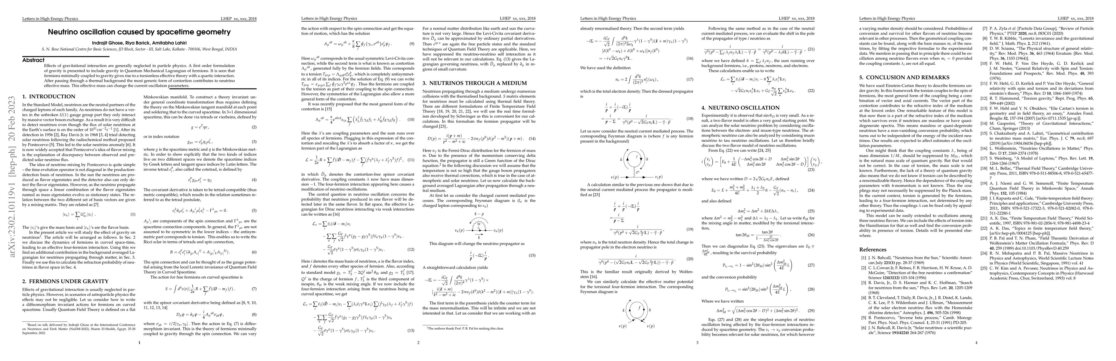 Thumbnail for Neutrino oscillation caused by spacetime geometry