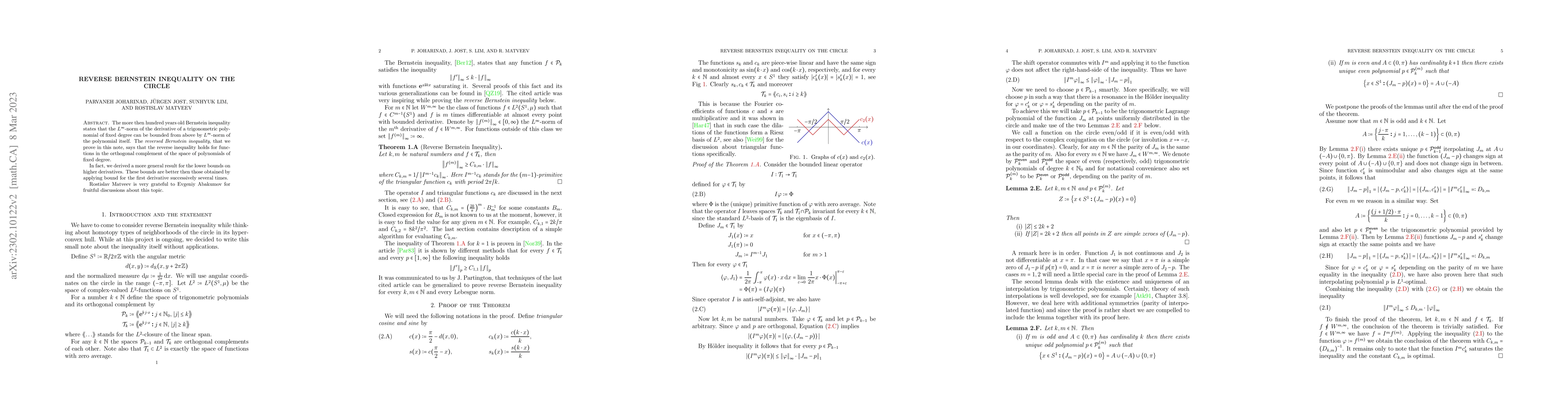 Thumbnail for Reverse Bernstein Inequality on the Circle