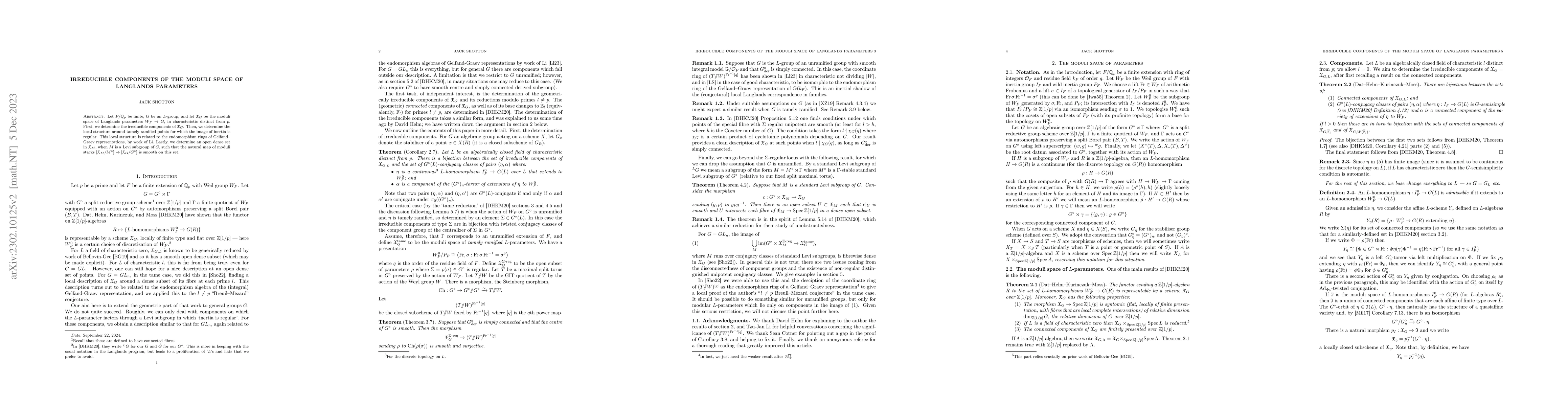 Thumbnail for Irreducible components of the moduli space of Langlands parameters