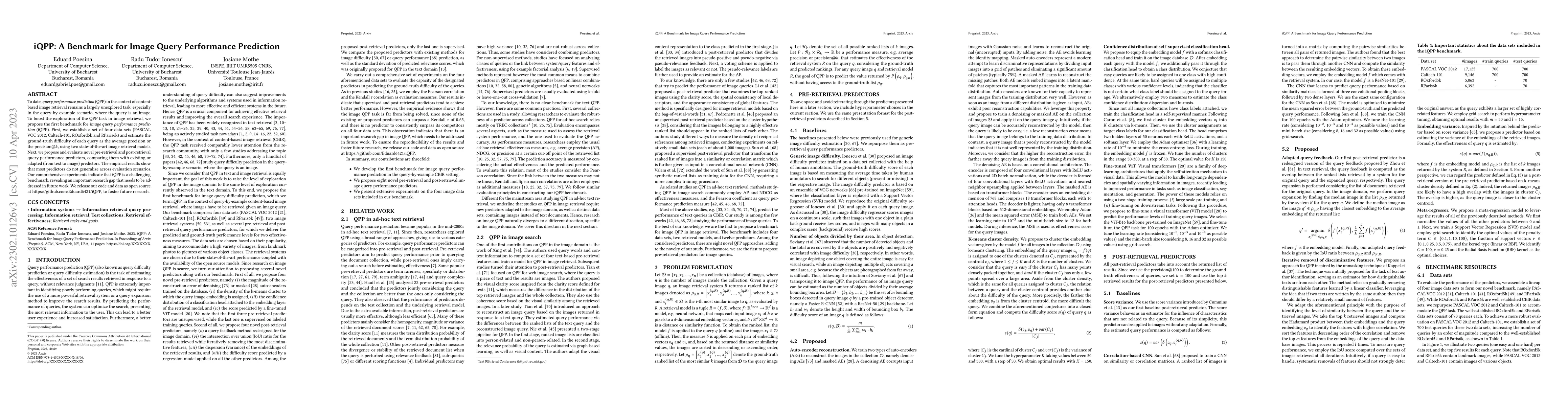 Thumbnail for iQPP: A Benchmark for Image Query Performance Prediction