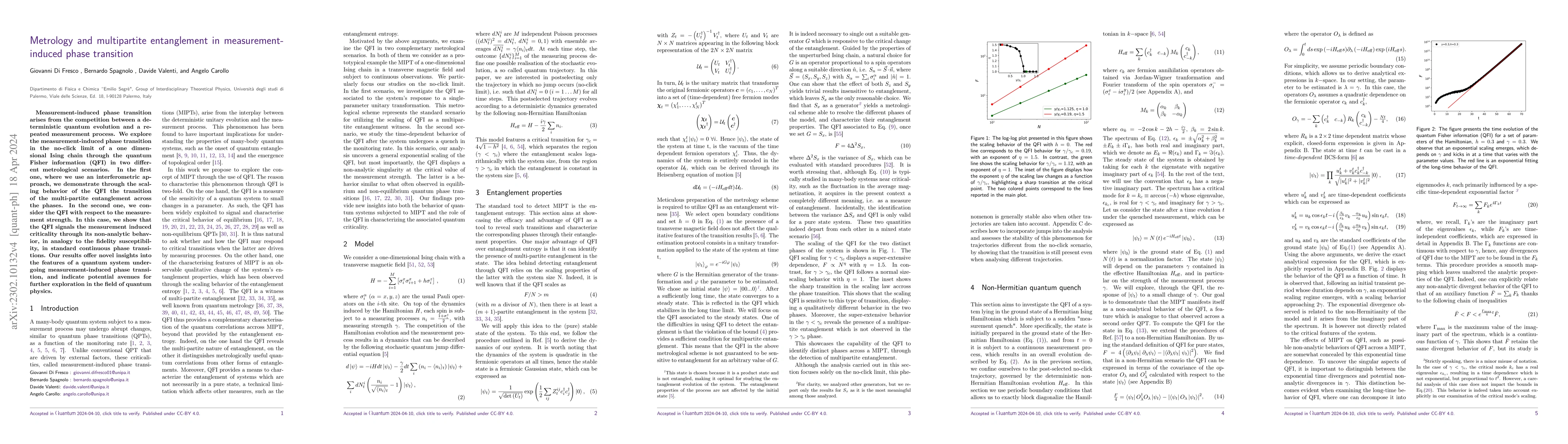 Thumbnail for Metrology and multipartite entanglement in measurement-induced phase
  transition