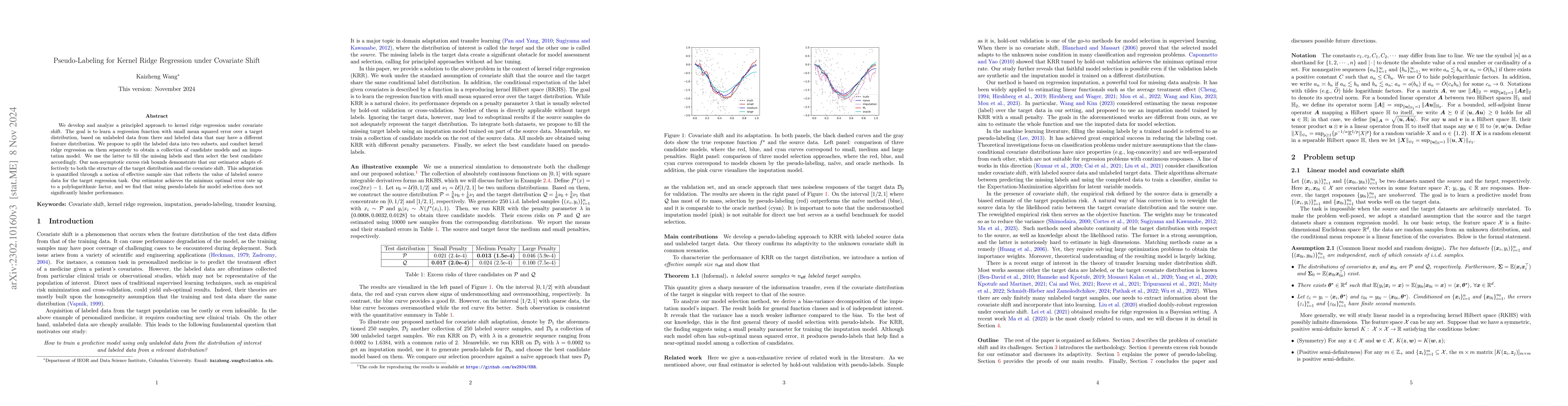 Thumbnail for Pseudo-Labeling for Kernel Ridge Regression under Covariate Shift