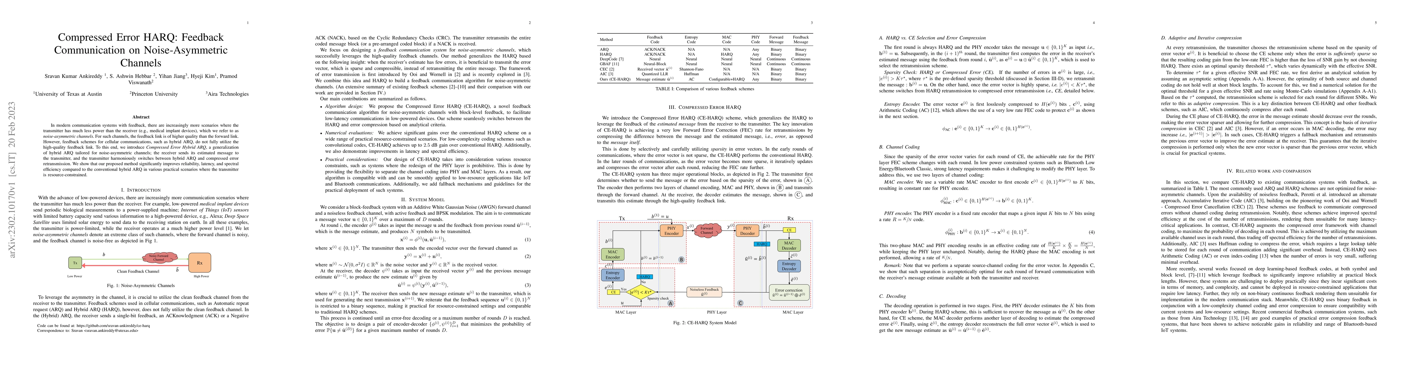 Thumbnail for Compressed Error HARQ: Feedback Communication on Noise-Asymmetric
  Channels