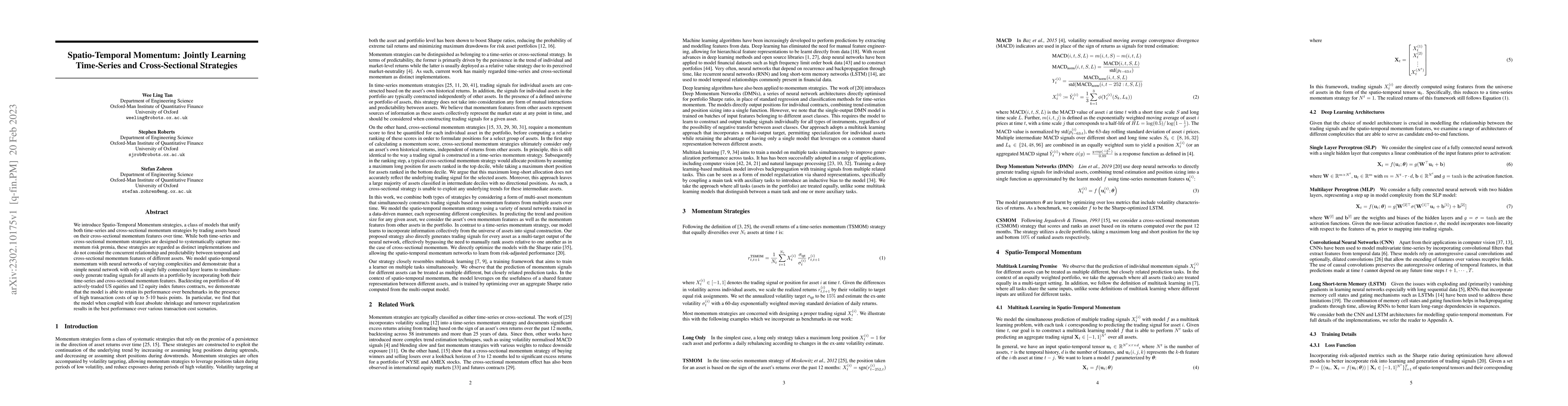 Thumbnail for Spatio-Temporal Momentum: Jointly Learning Time-Series and
  Cross-Sectional Strategies