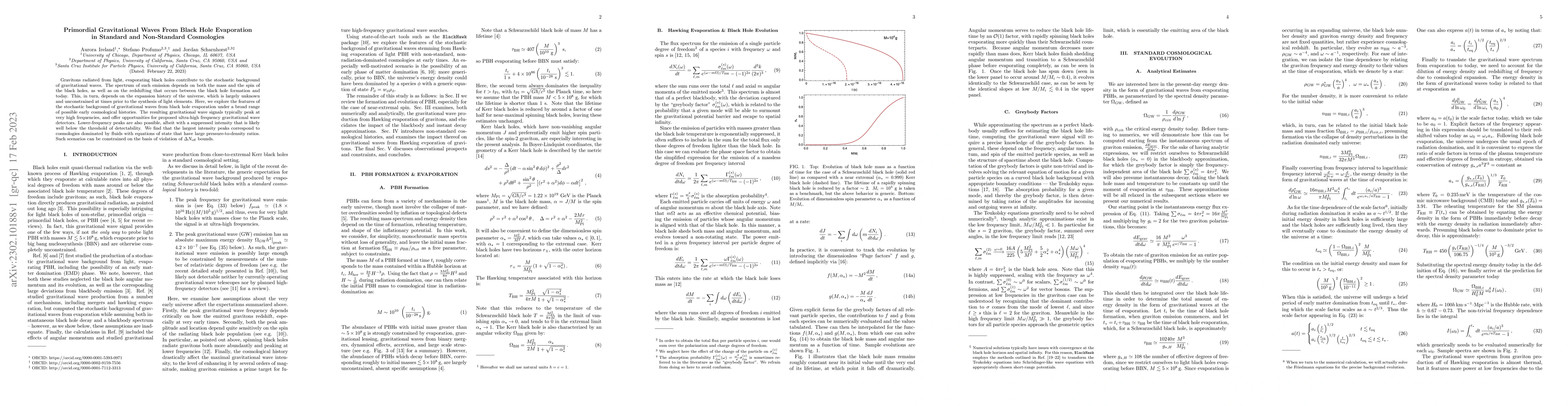 Thumbnail for Primordial Gravitational Waves From Black Hole Evaporation in Standard
  and Non-Standard Cosmologies