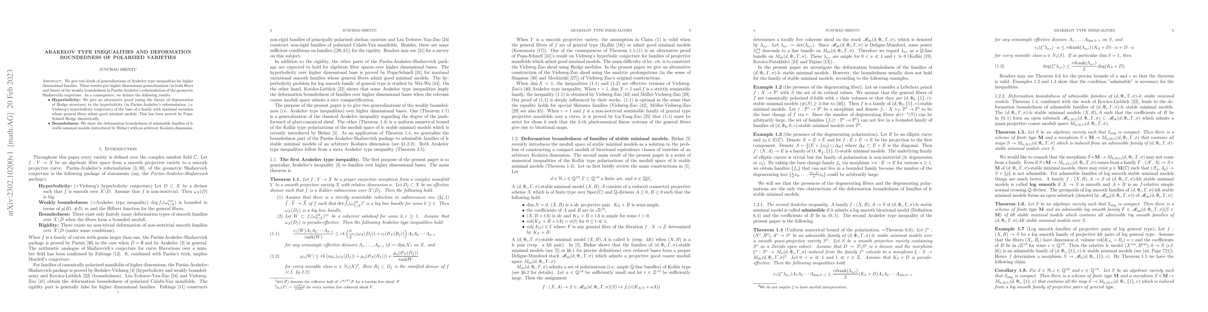 Thumbnail for Arakelov Type Inequalities and Deformation Boundedness of polarized
  varieties