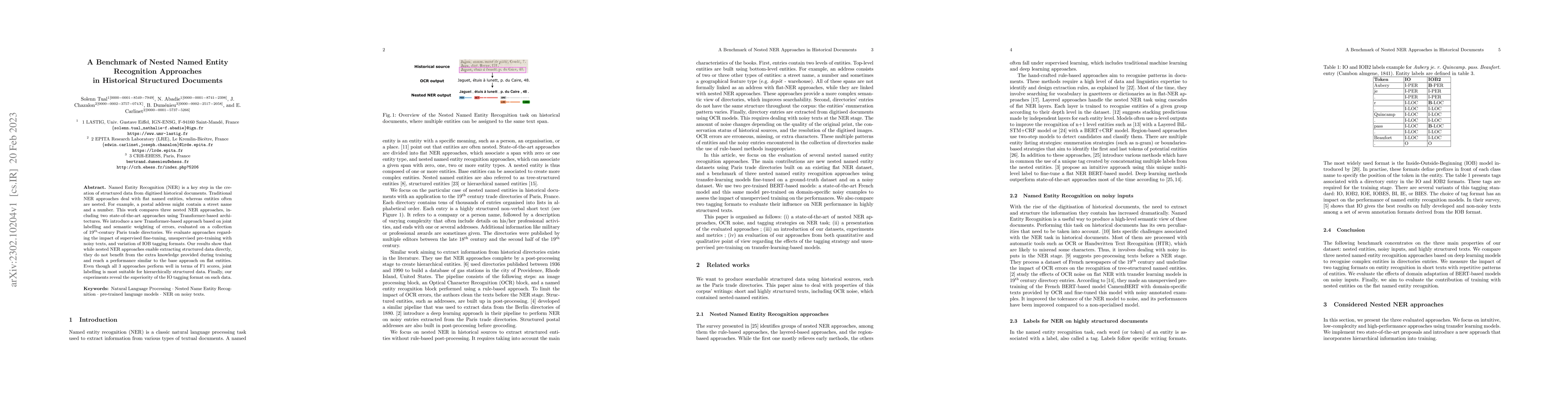Thumbnail for A Benchmark of Nested Named Entity Recognition Approaches in Historical
  Structured Documents