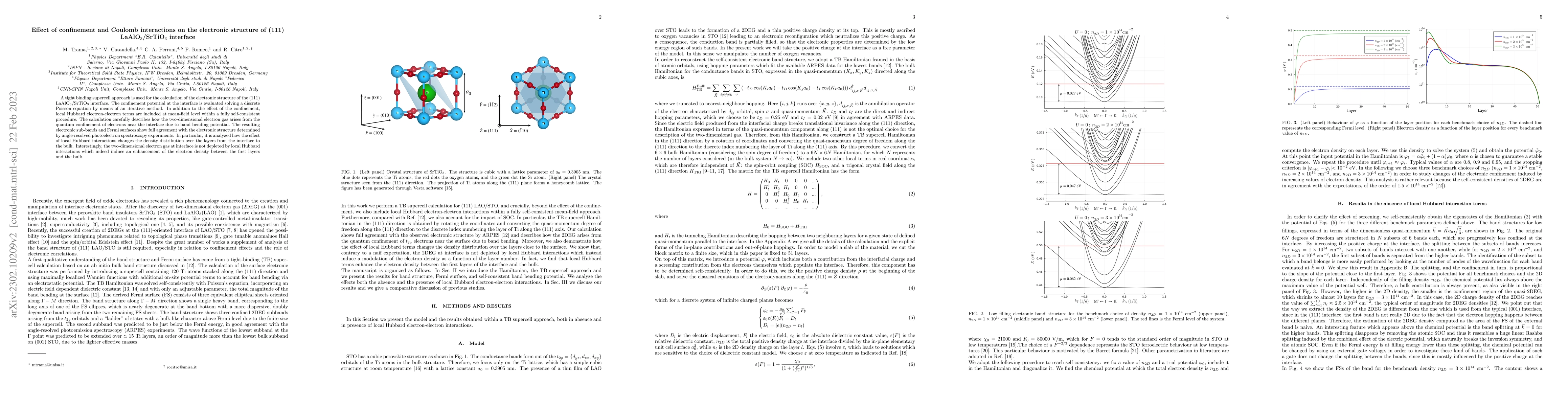 Thumbnail for Effect of confinement and Coulomb interactions on the electronic
  structure of (111) LaAlO$_3$/SrTiO$_3$ interface