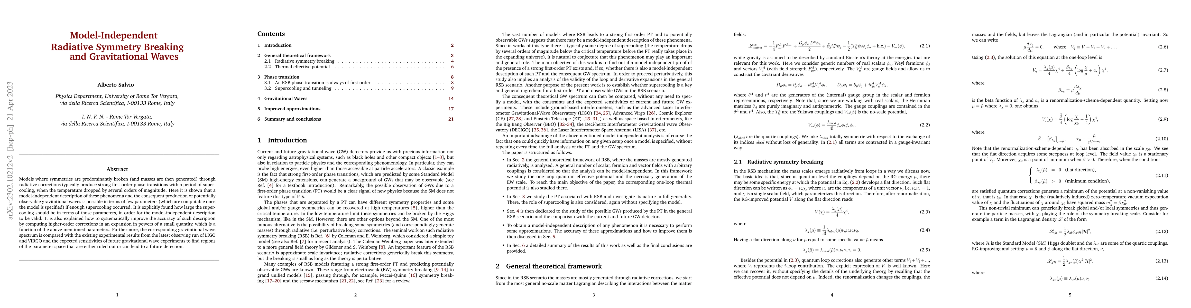 Thumbnail for Model-Independent Radiative Symmetry Breaking and Gravitational Waves