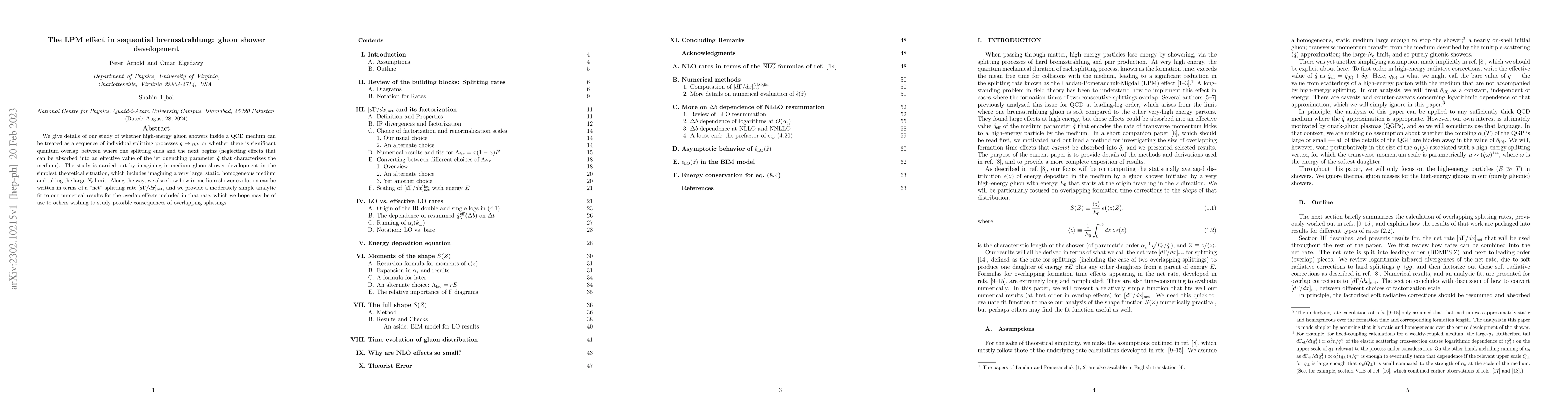 Thumbnail for The LPM effect in sequential bremsstrahlung: gluon shower development