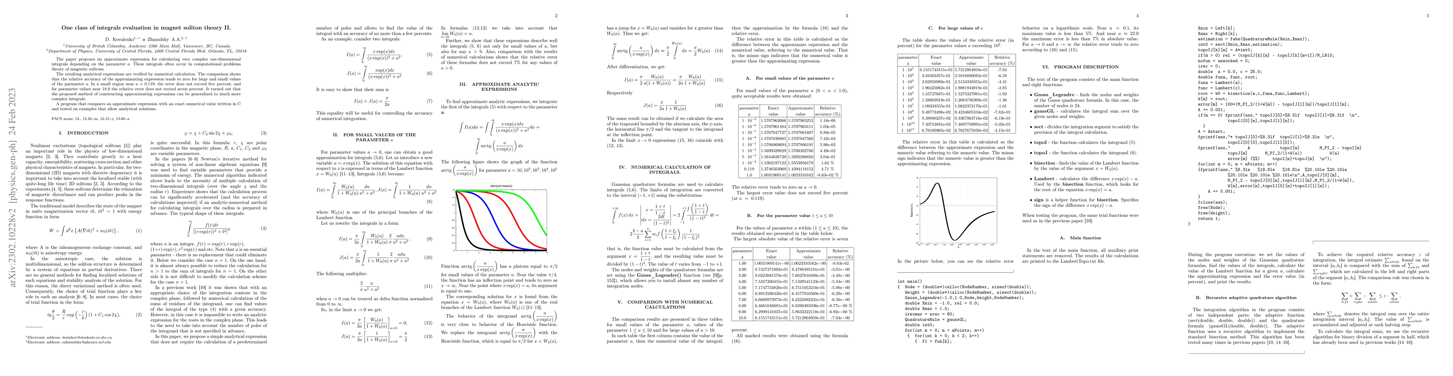 Thumbnail for One class of integrals evaluation in magnet soliton theory II