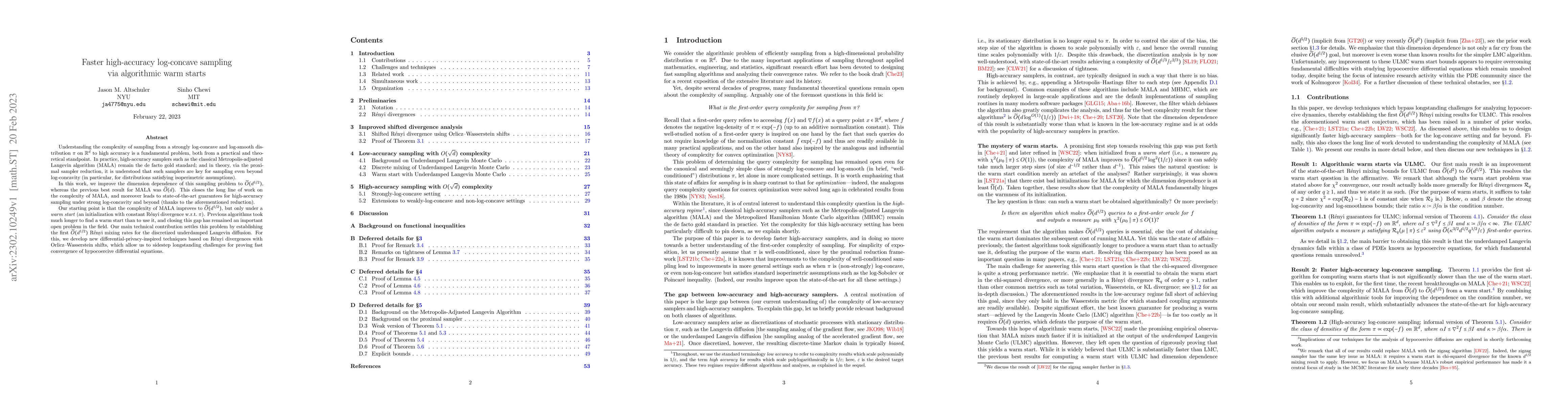 Thumbnail for Faster high-accuracy log-concave sampling via algorithmic warm starts