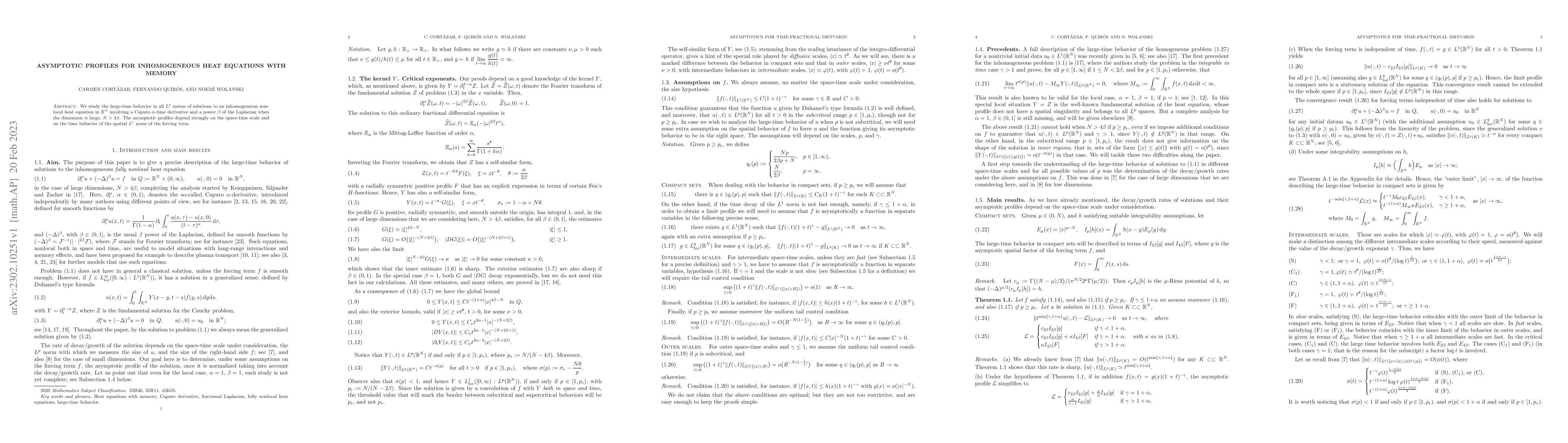 Thumbnail for Asymptotic profiles for inhomogeneous heat equations with memory