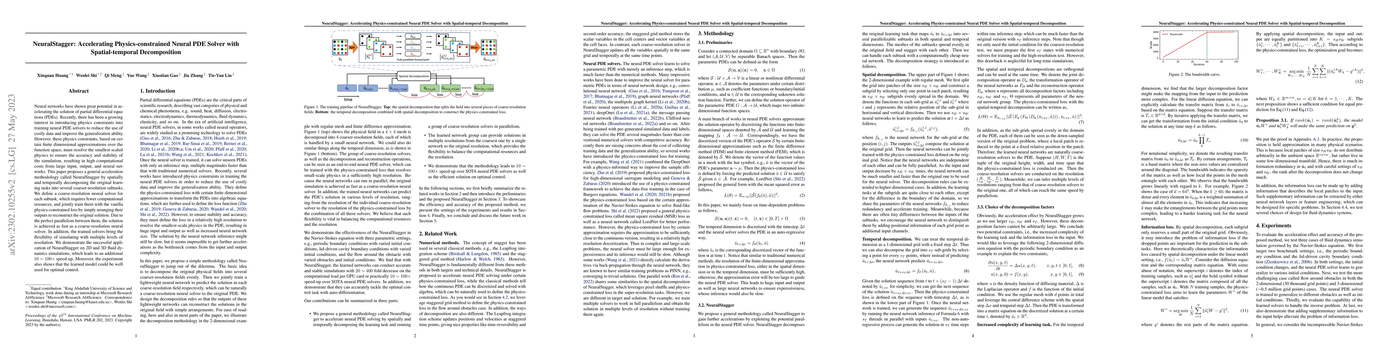 Thumbnail for NeuralStagger: Accelerating Physics-constrained Neural PDE Solver with
  Spatial-temporal Decomposition