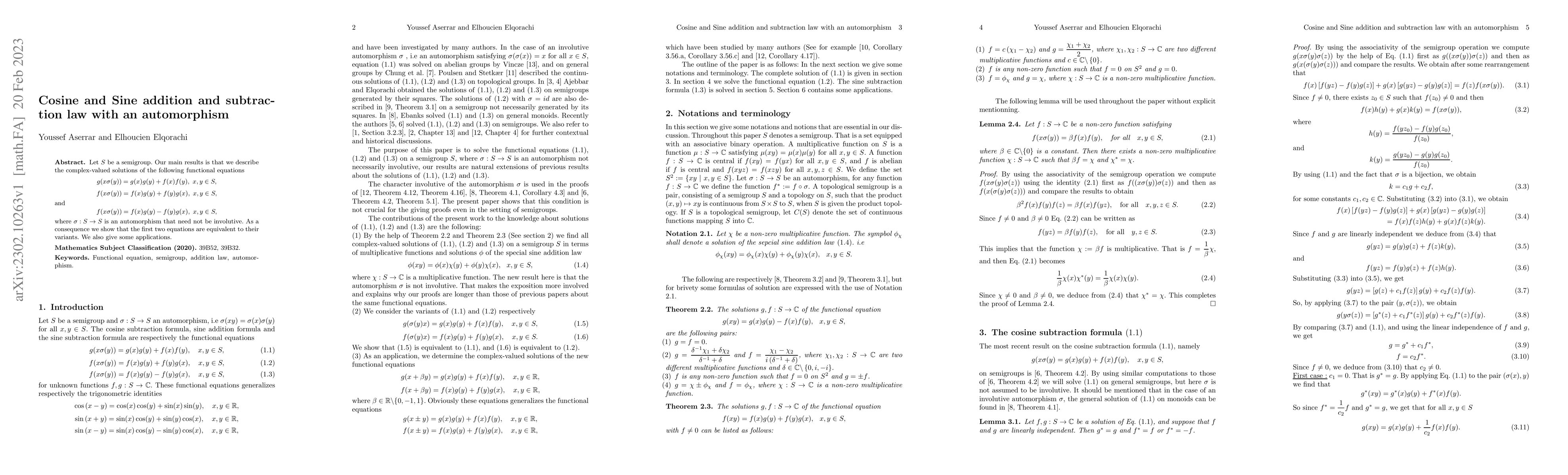 Thumbnail for Cosine and Sine addition and subtraction law with an automorphism