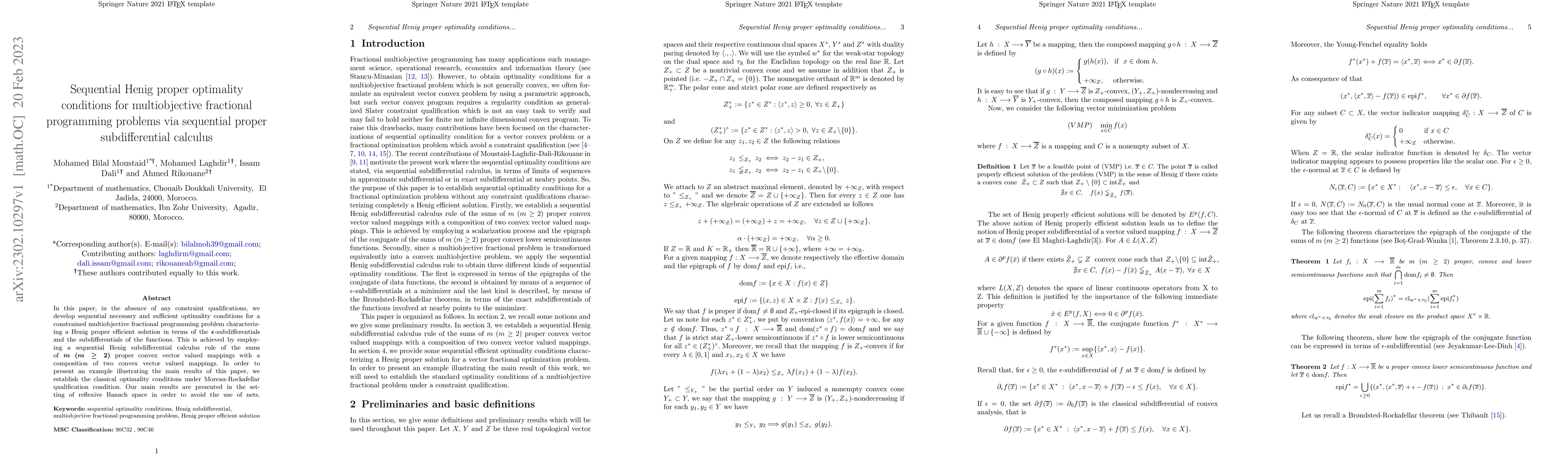 Thumbnail for Sequential Henig proper optimality conditions for multiobjective
  fractional programming problems via sequential proper subdifferential
  calculus