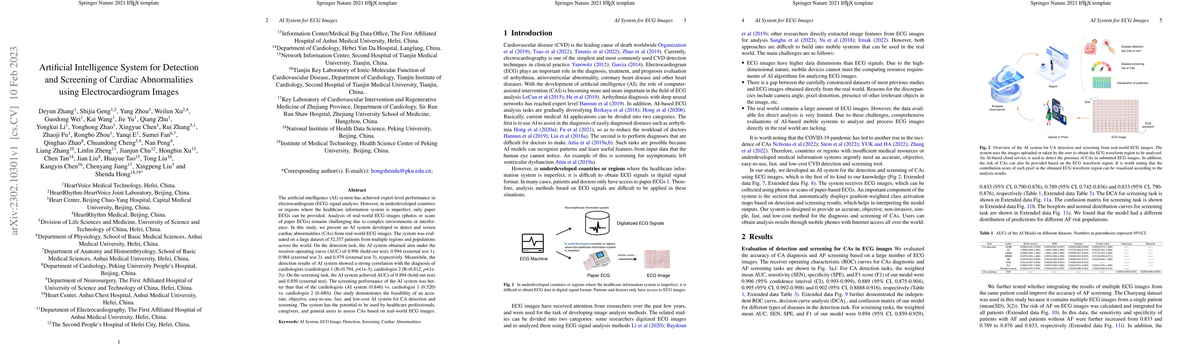 Thumbnail for Artificial Intelligence System for Detection and Screening of Cardiac
  Abnormalities using Electrocardiogram Images