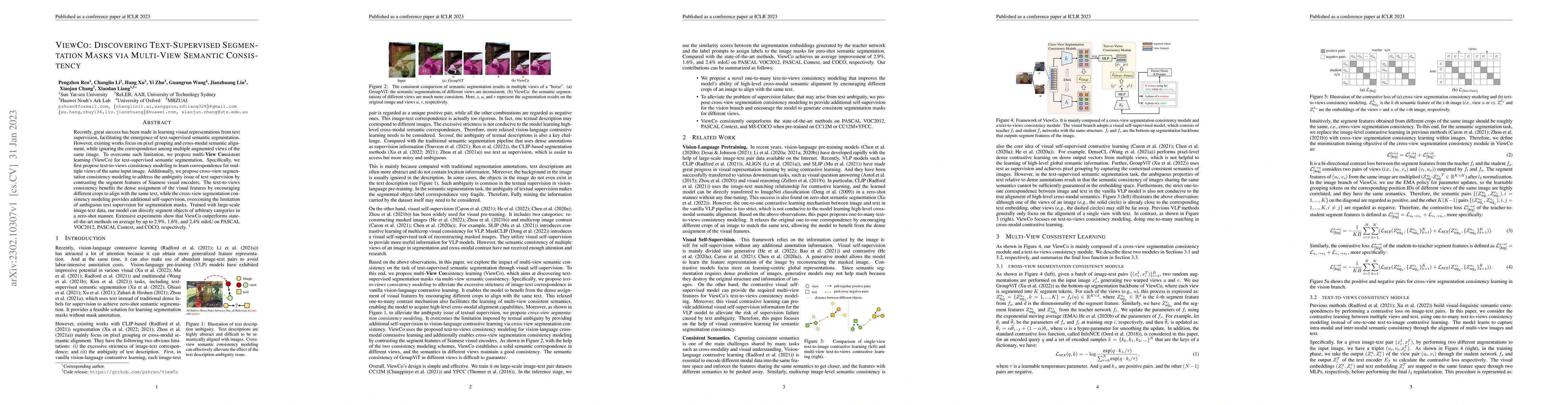 Thumbnail for ViewCo: Discovering Text-Supervised Segmentation Masks via Multi-View
  Semantic Consistency