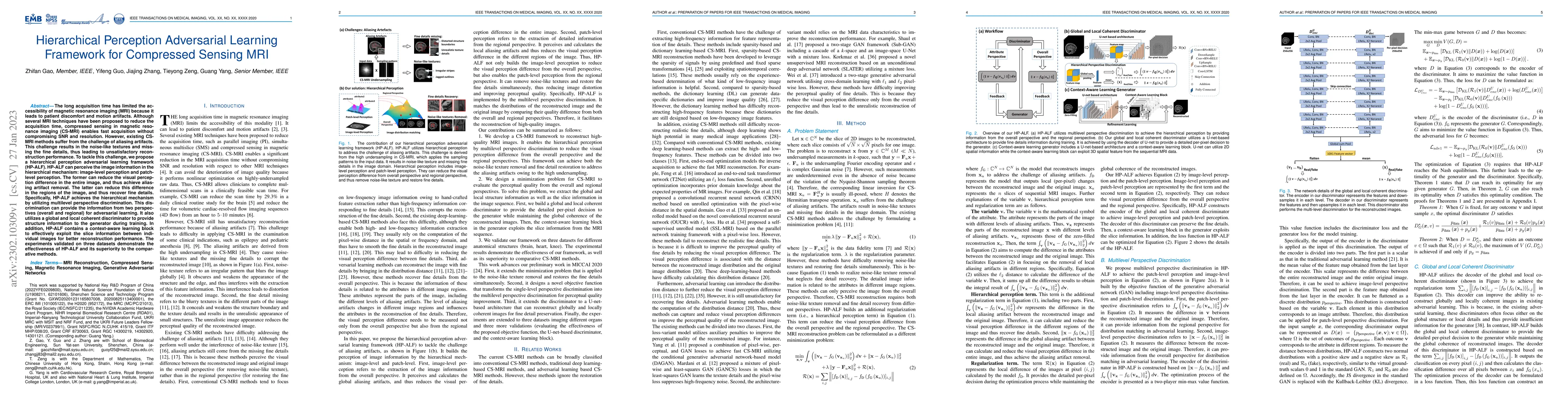 Thumbnail for Hierarchical Perception Adversarial Learning Framework for Compressed
  Sensing MRI