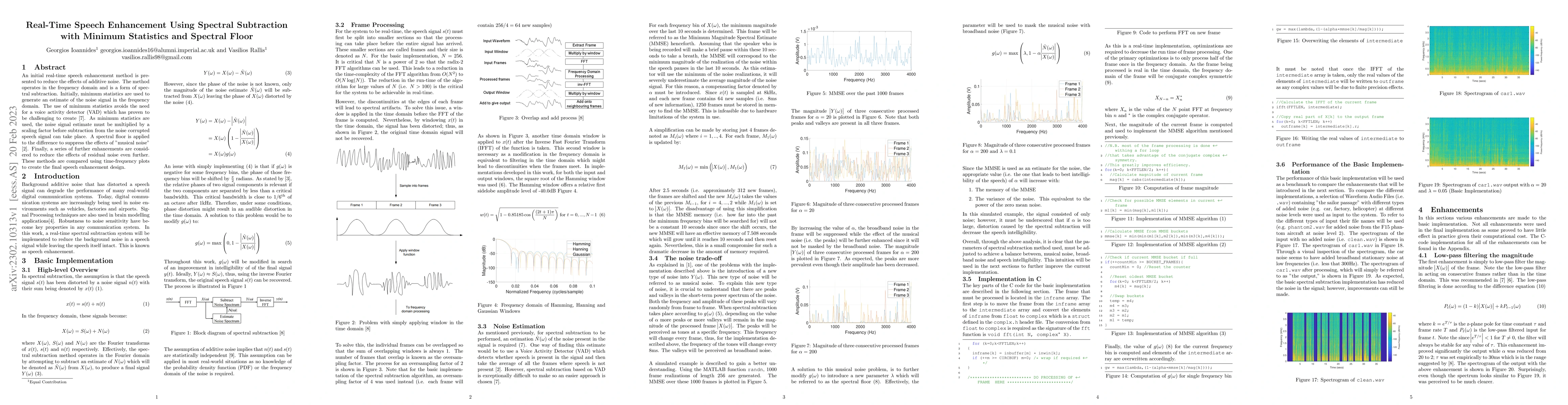 Thumbnail for Real-Time Speech Enhancement Using Spectral Subtraction with Minimum
  Statistics and Spectral Floor