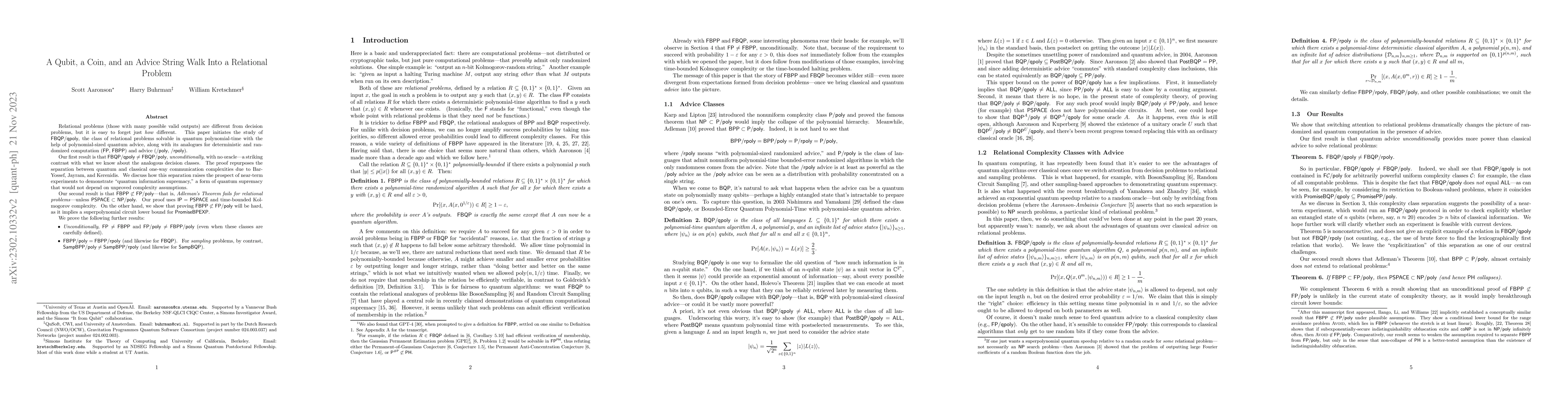 Thumbnail for A Qubit, a Coin, and an Advice String Walk Into a Relational Problem