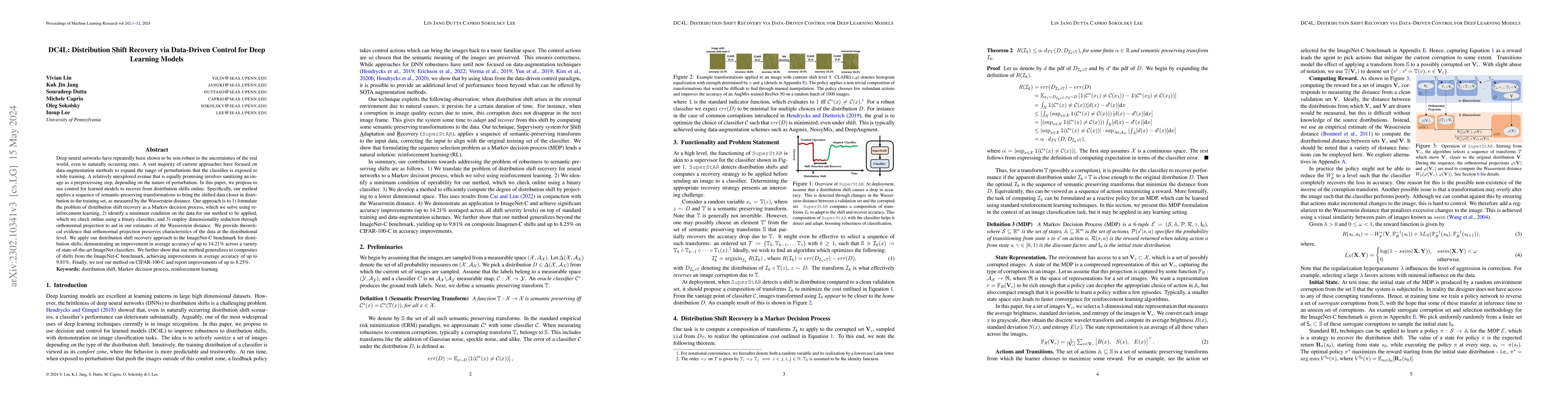 Thumbnail for DC4L: Distribution Shift Recovery via Data-Driven Control for Deep
  Learning Models