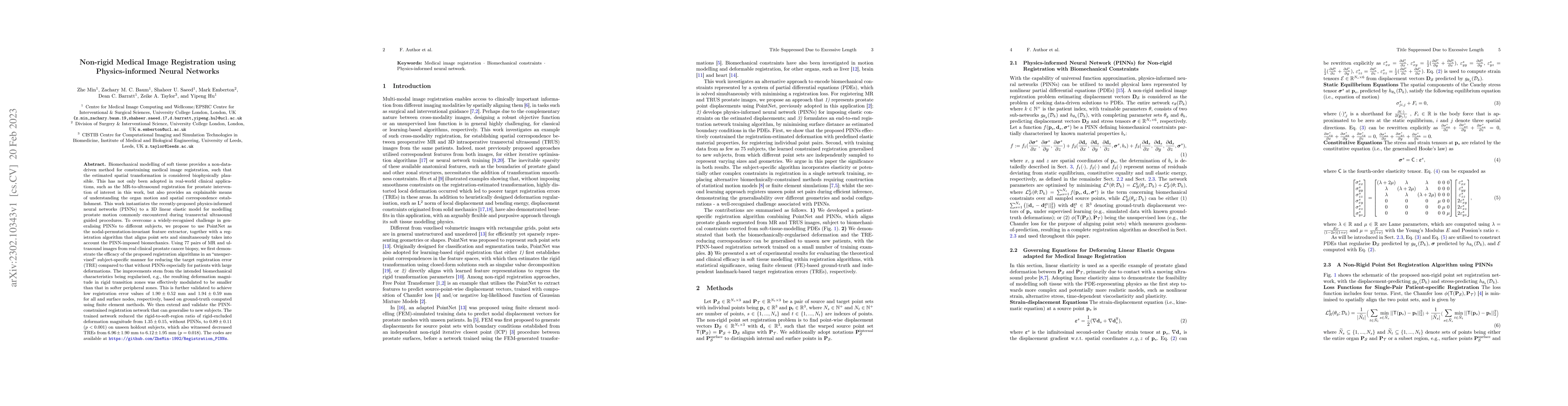 Thumbnail for Non-rigid Medical Image Registration using Physics-informed Neural
  Networks