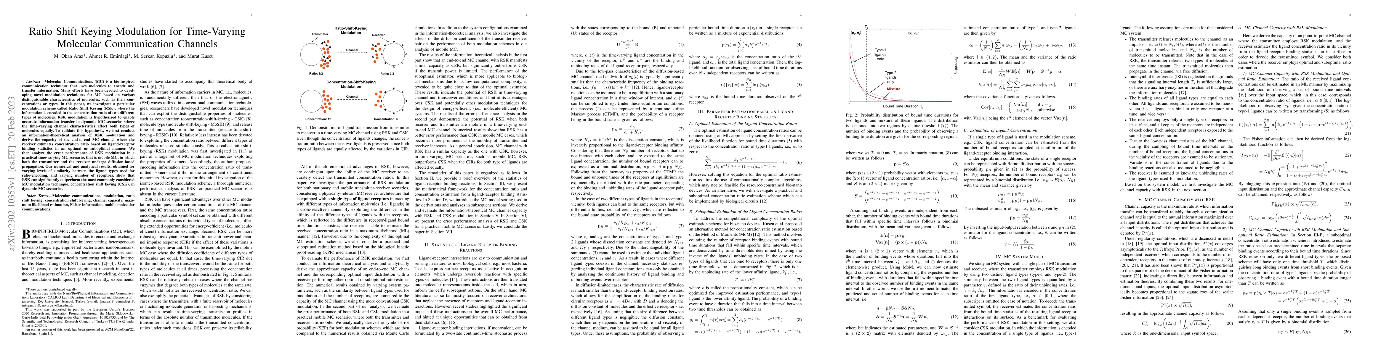 Thumbnail for Ratio Shift Keying Modulation for Time-Varying Molecular Communication
  Channels