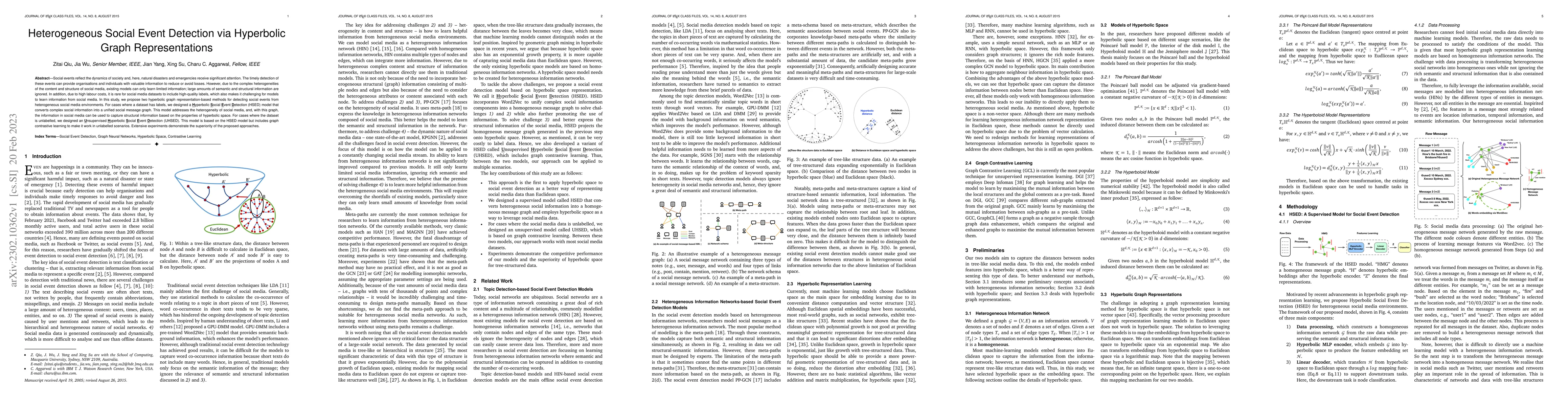 Thumbnail for Heterogeneous Social Event Detection via Hyperbolic Graph
  Representations