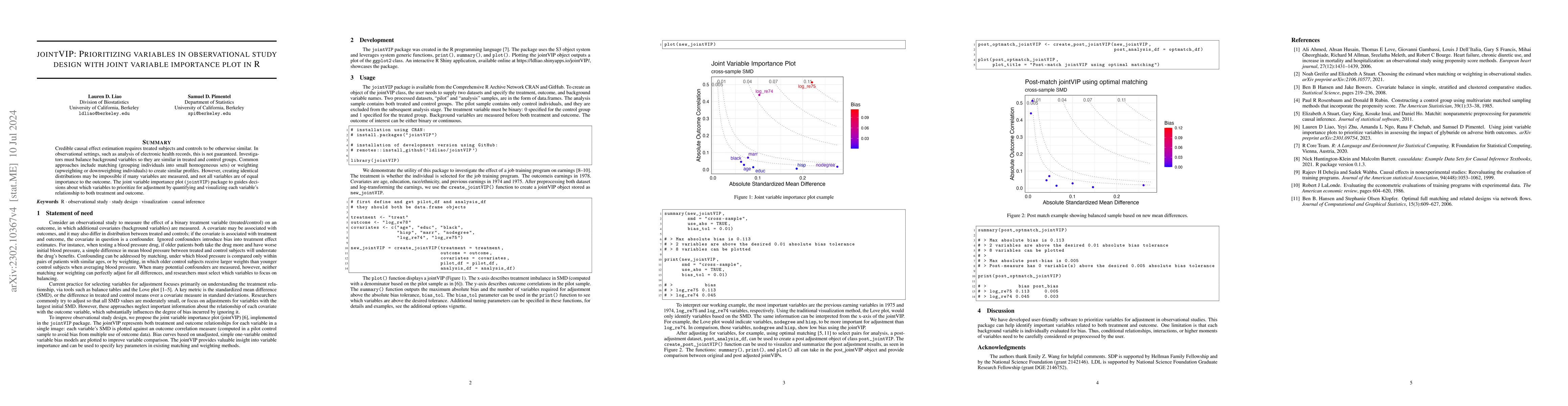 Thumbnail for JOINTVIP: Prioritizing variables in observational study design with
  joint variable importance plot in R