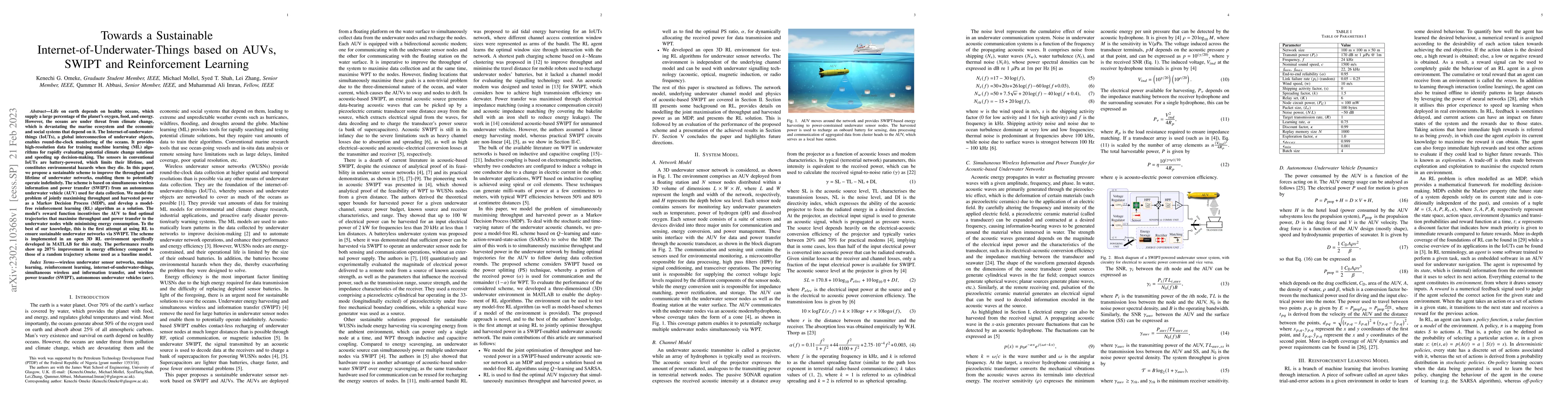 Thumbnail for Towards a Sustainable Internet-of-Underwater-Things based on AUVs,
  SWIPT, and Reinforcement Learning