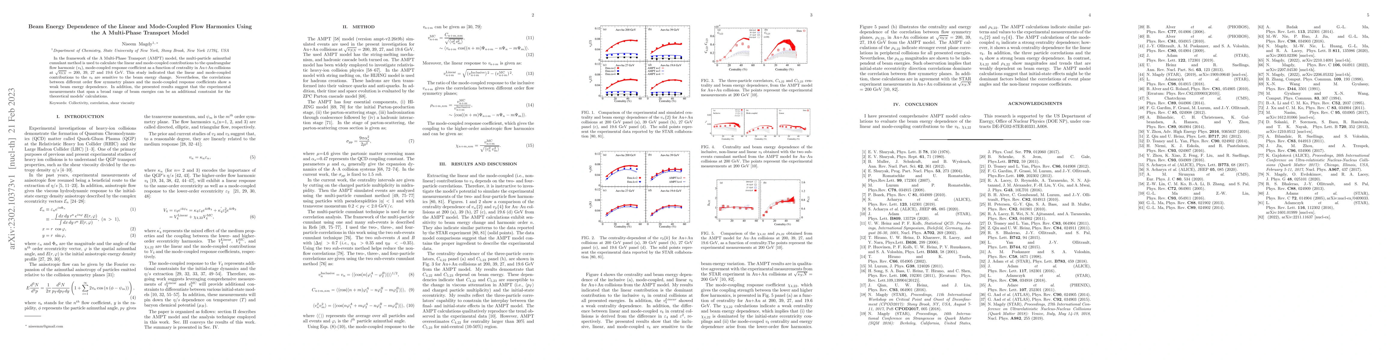 Thumbnail for Beam Energy Dependence of the Linear and Mode-Coupled Flow Harmonics
  Using the A Multi-Phase Transport Model