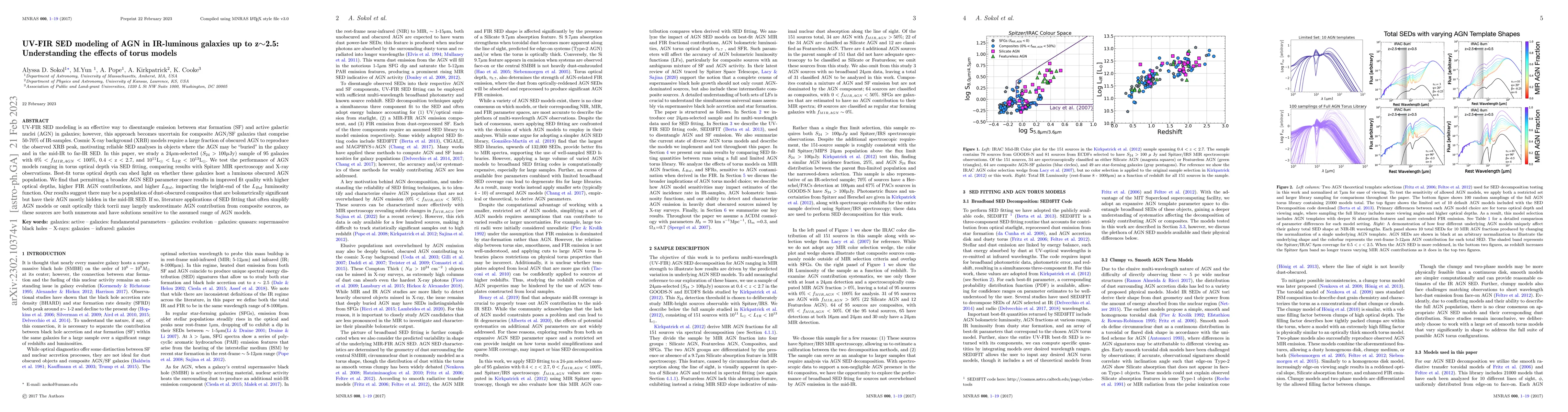 Thumbnail for UV-FIR SED modeling of AGN in IR-luminous galaxies up to z~2.5:
  Understanding the effects of torus models