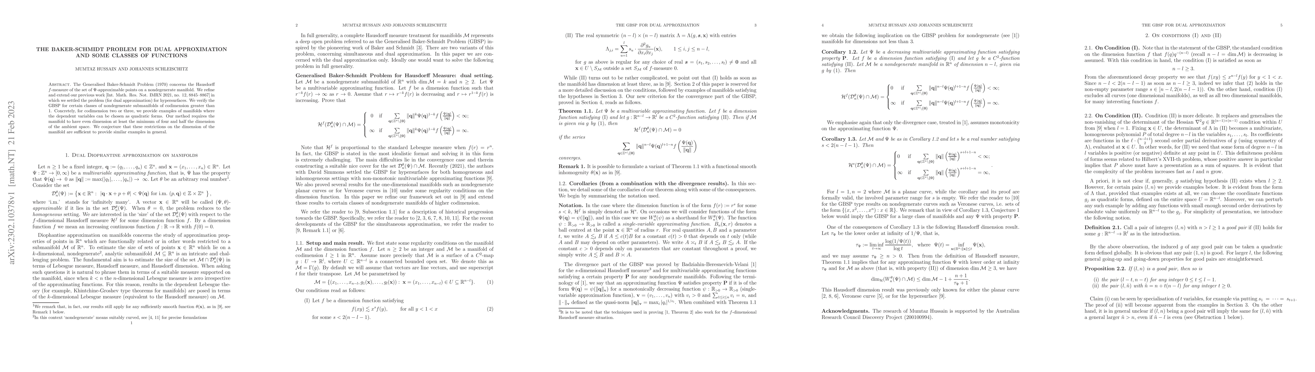 Thumbnail for The Baker-Schmidt problem for dual approximation and some classes of
  functions