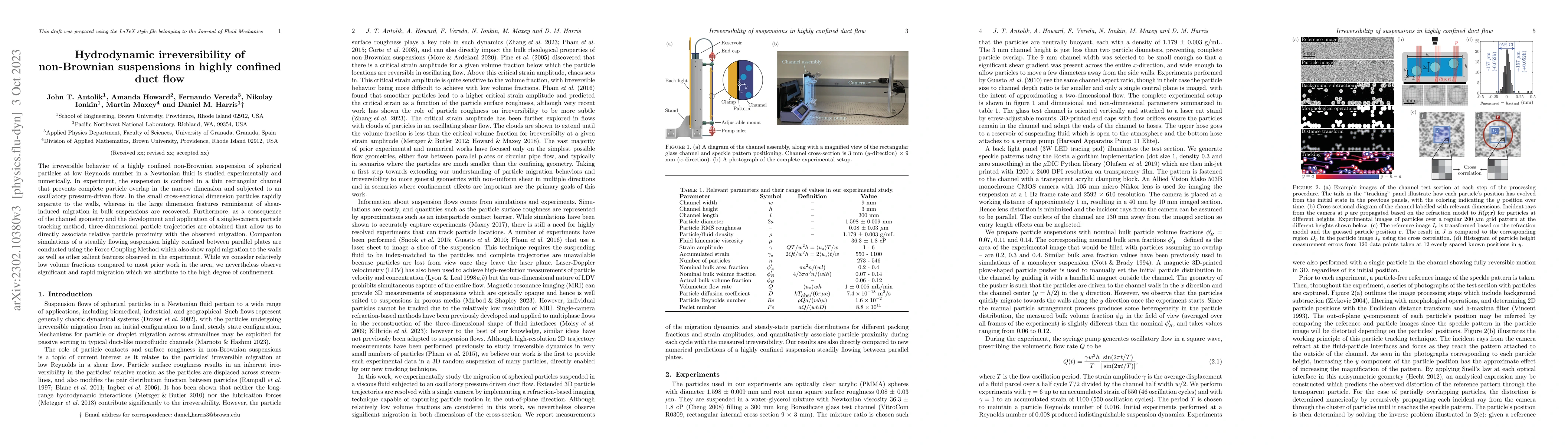 Thumbnail for Hydrodynamic irreversibility of non-Brownian suspensions in highly
  confined duct flow