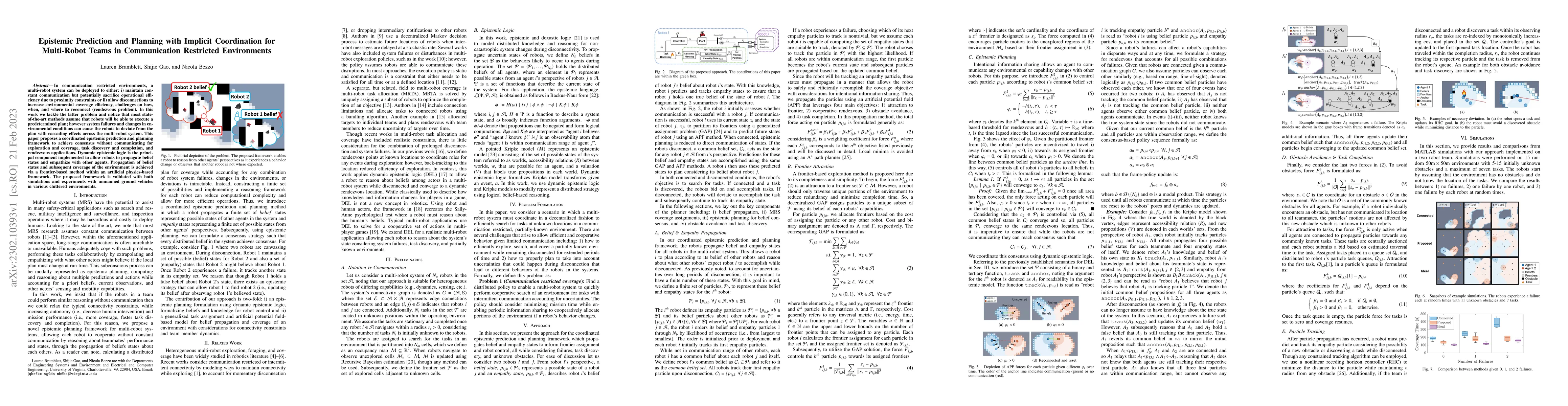 Thumbnail for Epistemic Prediction and Planning with Implicit Coordination for
  Multi-Robot Teams in Communication Restricted Environments