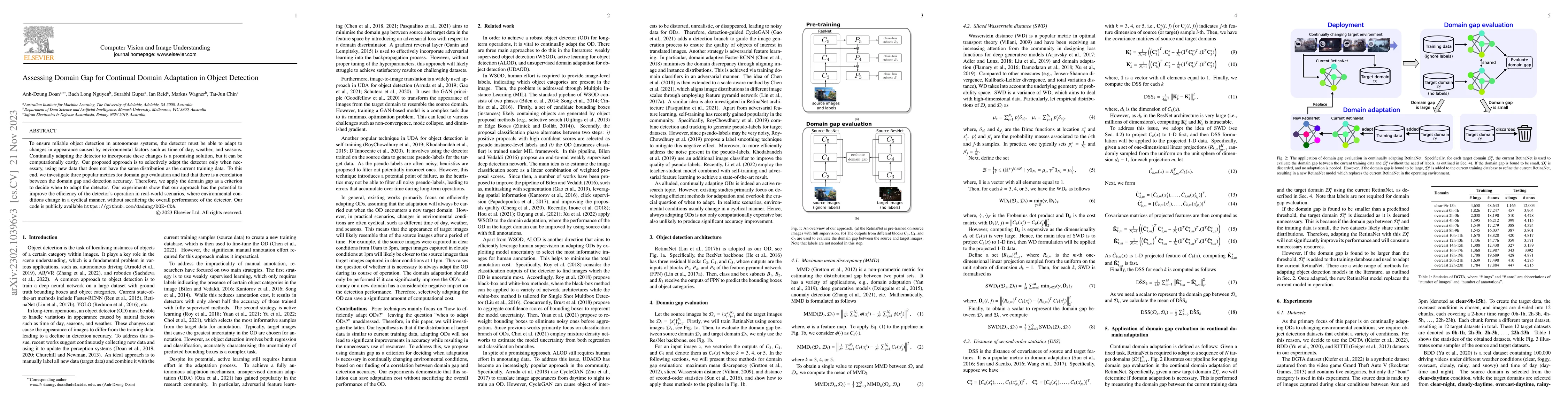 Thumbnail for Assessing Domain Gap for Continual Domain Adaptation in Object Detection