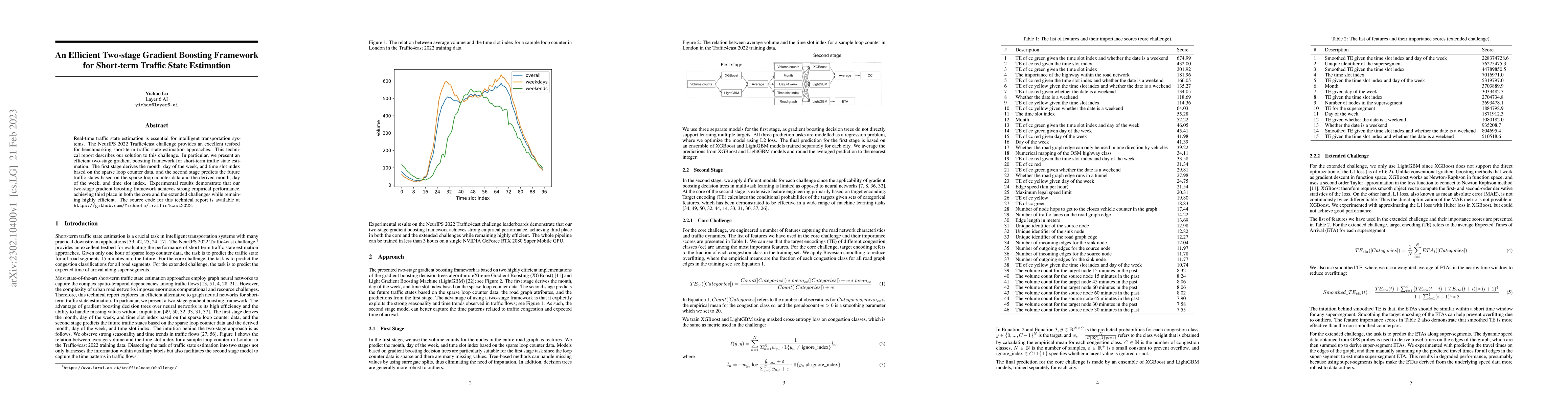 Thumbnail for An Efficient Two-stage Gradient Boosting Framework for Short-term
  Traffic State Estimation